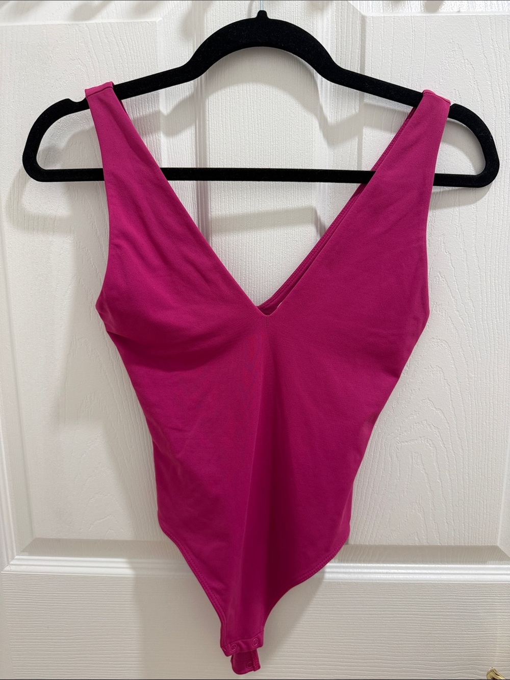 Babaton Fuchsia V-Neck Sleeveless Bodysuit